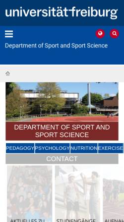 Vorschau der mobilen Webseite www.sport.uni-freiburg.de, Institut für Sport und Sportwissenschaft der Universität Freiburg