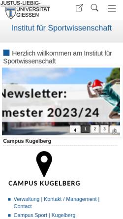 Vorschau der mobilen Webseite www.sport.uni-giessen.de, Institut für Sportwissenschaft der Universität Gießen