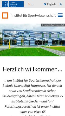 Vorschau der mobilen Webseite www.sportwiss.uni-hannover.de, Institut für Sportwissenschaft der Universität Hannover