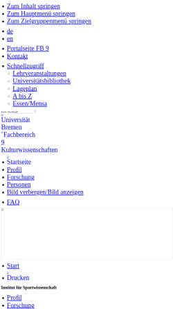 Vorschau der mobilen Webseite www.spowi.uni-bremen.de, Studiengang Sport an der Universität Bremen