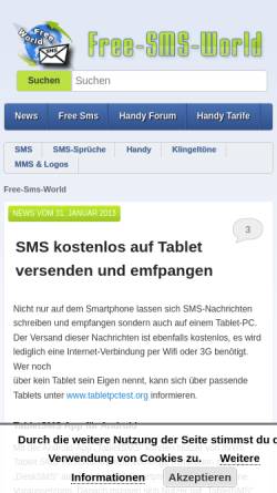 Vorschau der mobilen Webseite www.free-smsworld.de, Free-Smsworld.de