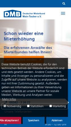 Vorschau der mobilen Webseite www.mieterbund-main-tauber.de, Deutscher Mieterbund Main-Tauber e.V.