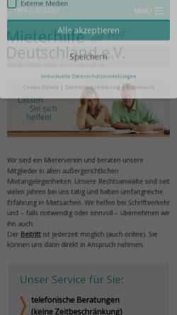 Vorschau der mobilen Webseite www.mieterhilfe-deutschland.de, Mieterhilfe Deutschland e.V.