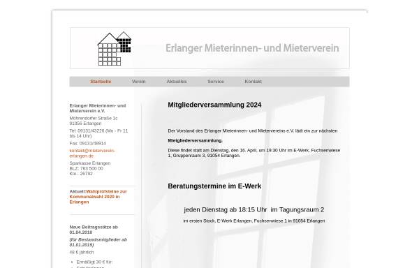 Vorschau von www.mieterverein-erlangen.de, Mieterverein Erlangen