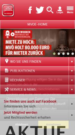 Vorschau der mobilen Webseite mietervereinigung.at, Mietervereinigung Österreichs