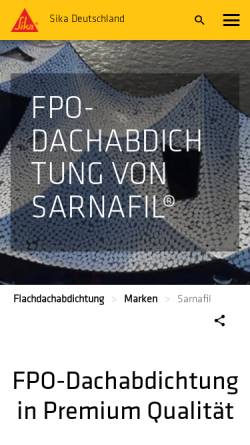 Vorschau der mobilen Webseite www.sarnafil.de, Sarnafil GmbH
