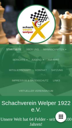 Vorschau der mobilen Webseite www.sv-welper.de, Schachverein Welper 1922