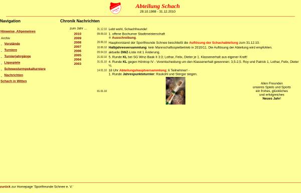 Vorschau von www.sfschnee.de, Sportfreunde Schnee e. V., Abteilung Schach
