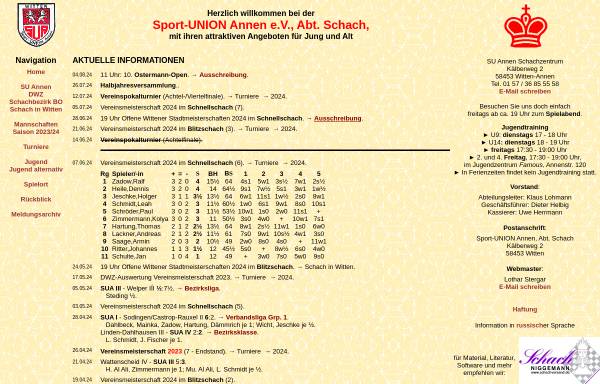 Vorschau von www.sua-schach.de, Sport-Union Annen e.V. Abt. Schach