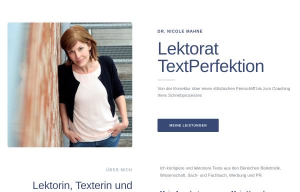 Vorschau von lektorat-textperfektion.de, Lektorat Textperfektion Dr. Nicole Mahne