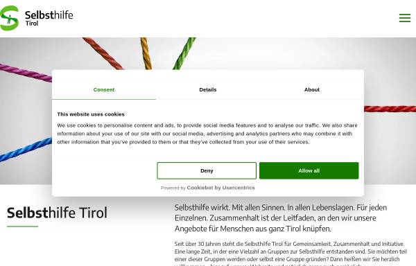 Vorschau von www.selbsthilfe-tirol.at, Dachverband der Tiroler Selbsthilfegruppen und -vereine im Gesundheitsbereich