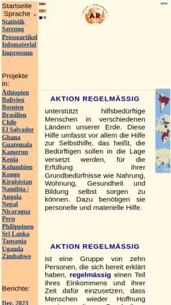 Vorschau der mobilen Webseite www.aktionregelmaessig.de, Aktion Regelmässige Hilfe e.V.