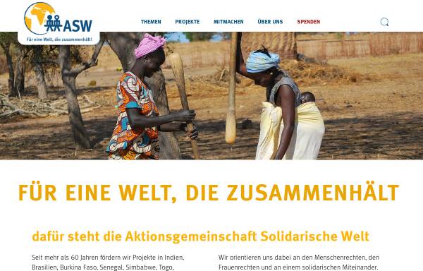 Vorschau von www.aswnet.de, Aktionsgemeinschaft Solidarische Welt