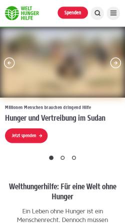 Vorschau der mobilen Webseite www.welthungerhilfe.de, Deutsche Welthungerhilfe