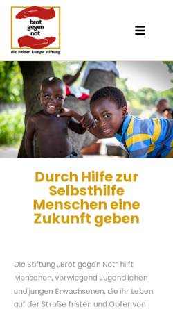 Vorschau der mobilen Webseite www.brotgegennot.de, Stiftung Brot gegen Not