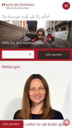 Vorschau der mobilen Webseite www.tdh.de, Terres Des Hommes Deutschland