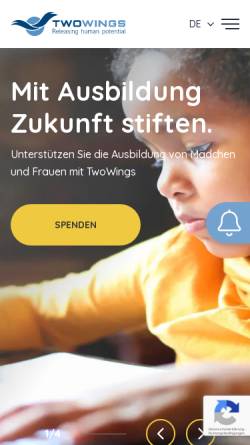 Vorschau der mobilen Webseite www.twowings.com, Two Wings
