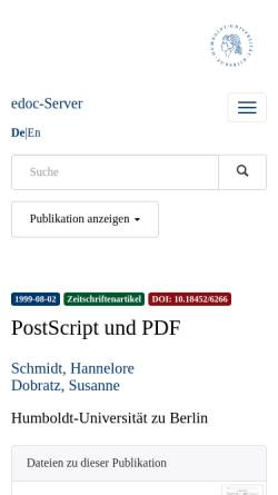 Vorschau der mobilen Webseite edoc.hu-berlin.de, Postscript und PDF