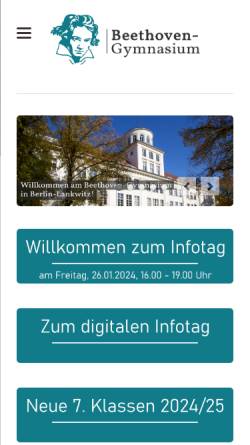 Vorschau der mobilen Webseite www.beethoven-oberschule.de, Beethoven-Oberschule in Steglitz - Zehlendorf