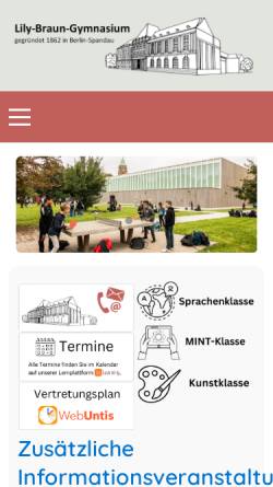 Vorschau der mobilen Webseite www.lily-braun-gymnasium.de, Lily Braun Oberschule