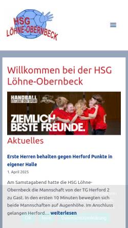 Vorschau der mobilen Webseite www.hsglo.de, HSG Löhne-Obernbeck - 1. Herrenmannschaft