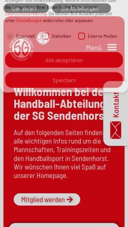 Vorschau der mobilen Webseite www.sgs-handball.de, SG Sendenhorst Handball