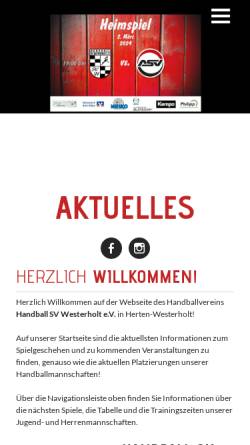 Vorschau der mobilen Webseite www.handball-westerholt.de, Handball SV Westerholt e.V.
