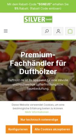 Vorschau der mobilen Webseite www.duftholz.de, DuftHolz.de, Christian Silver