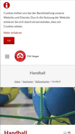 Vorschau der mobilen Webseite www.tvcenger.de, TVC Enger Handball