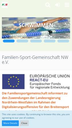Vorschau der mobilen Webseite fsg-nw.de, Familien-Sport-Gemeinschaft Nordrhein-Westfalen e.V. (FSG NW)