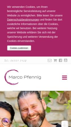Vorschau der mobilen Webseite www.weingut-pfennig.de, Weingut und Gutsschänke Pfennig