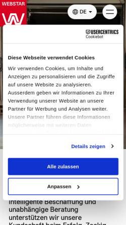 Vorschau der mobilen Webseite www.webstar.ch, E. Weber & Cie AG