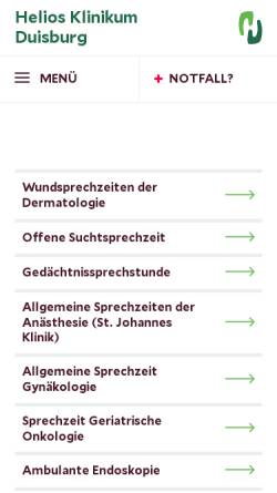 Vorschau der mobilen Webseite www.helios-kliniken.de, Helios Klinik Schwedenstein, Pulsnitz