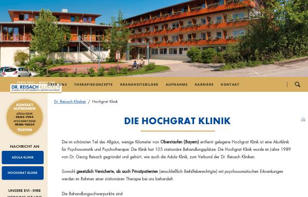 Vorschau von www.dr-reisach-kliniken.de, Hochgrat Klinik Wolfsried