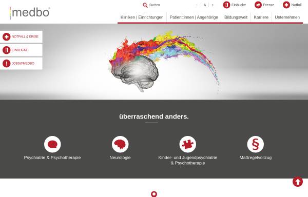 Vorschau von www.medbo.de, Medizinische Einrichtungen des Bezirks Oberpfalz