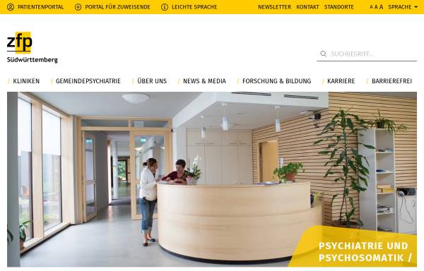 Vorschau von www.zfp-web.de, Südwürttembergische Zentren für Psychiatrie