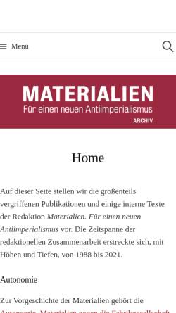 Vorschau der mobilen Webseite www.materialien.org, Materialien für einen neuen Antiimperialismus