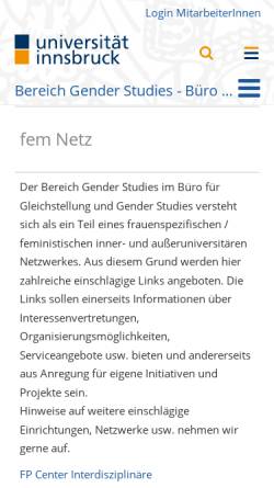 Vorschau der mobilen Webseite www.uibk.ac.at, fem-Seiten der Universität Innsbruck