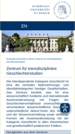 Vorschau der mobilen Webseite www.gender.hu-berlin.de, Zentrum für transdisziplinäre Geschlechterstudien - HU Berlin