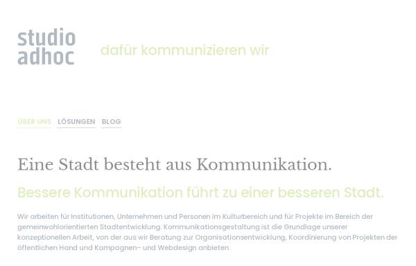 Vorschau von www.studioadhoc.de, Agentur für ganzheitliche Kommunikation GmbH
