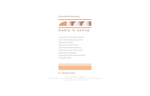 Vorschau von www.media-is-online.de, Agentur für Medien und Marketing Unternehmensberatung Nikolaus Andre e. K.