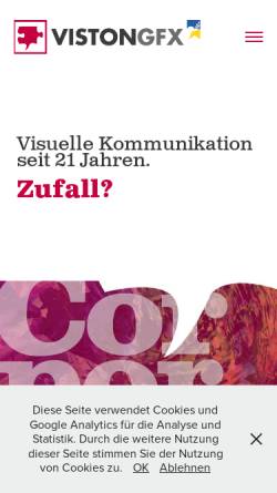 Vorschau der mobilen Webseite www.vistongraphics.de, Viston Graphics, Inh. U. Kardam