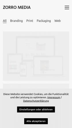 Vorschau der mobilen Webseite www.zorromedia.de, Zorro Media – Kerkhoff & Strecker GbR