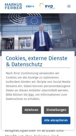 Vorschau der mobilen Webseite www.markus-ferber.de, Ferber, Markus