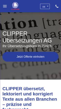 Vorschau der mobilen Webseite www.clipper.ch, Clipper Übersetzungen