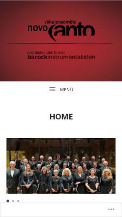 Vorschau der mobilen Webseite www.barockmusik.at, Tiroler Barockinstrumentalisten und vocalensemble NovoCanto
