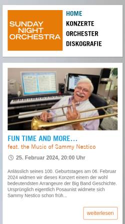 Vorschau der mobilen Webseite www.sunday-night-orchestra.de, Sunday Night Orchestra