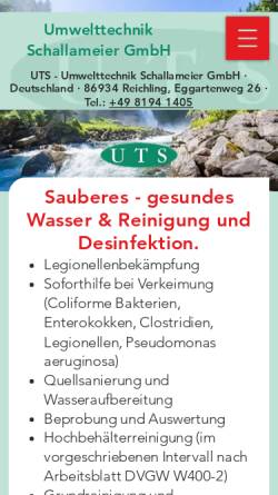 Vorschau der mobilen Webseite www.uts-umwelttechnik.com, UTS Umwelttechnik Schallermeier