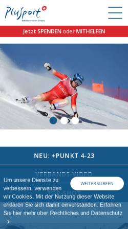 Vorschau der mobilen Webseite www.plusport.ch, Plussport, Behindertensport Schweiz