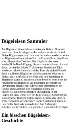 Vorschau der mobilen Webseite www.buegeleisensammler.de, Jürgen Kaufmanns Bügeleisenseiten